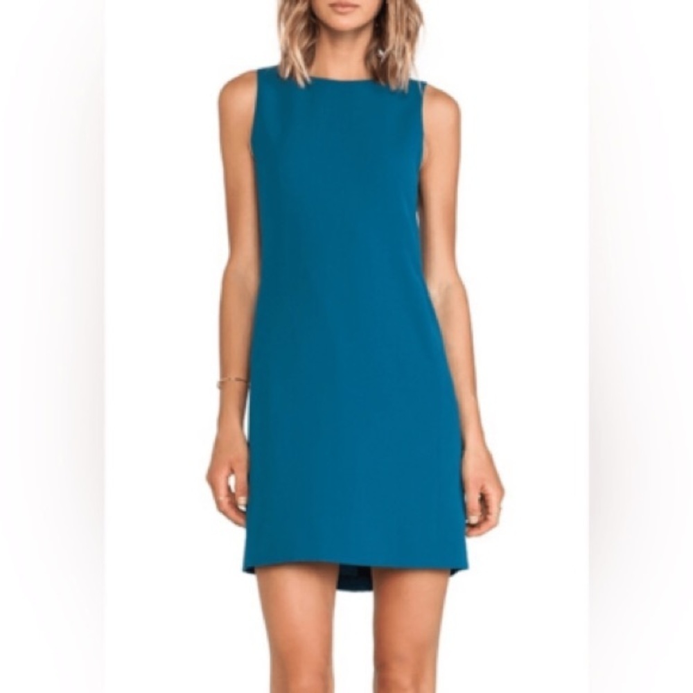 Vince Sleeveless Classic A Line Shift Dress in Petroleum Blue Green size 4